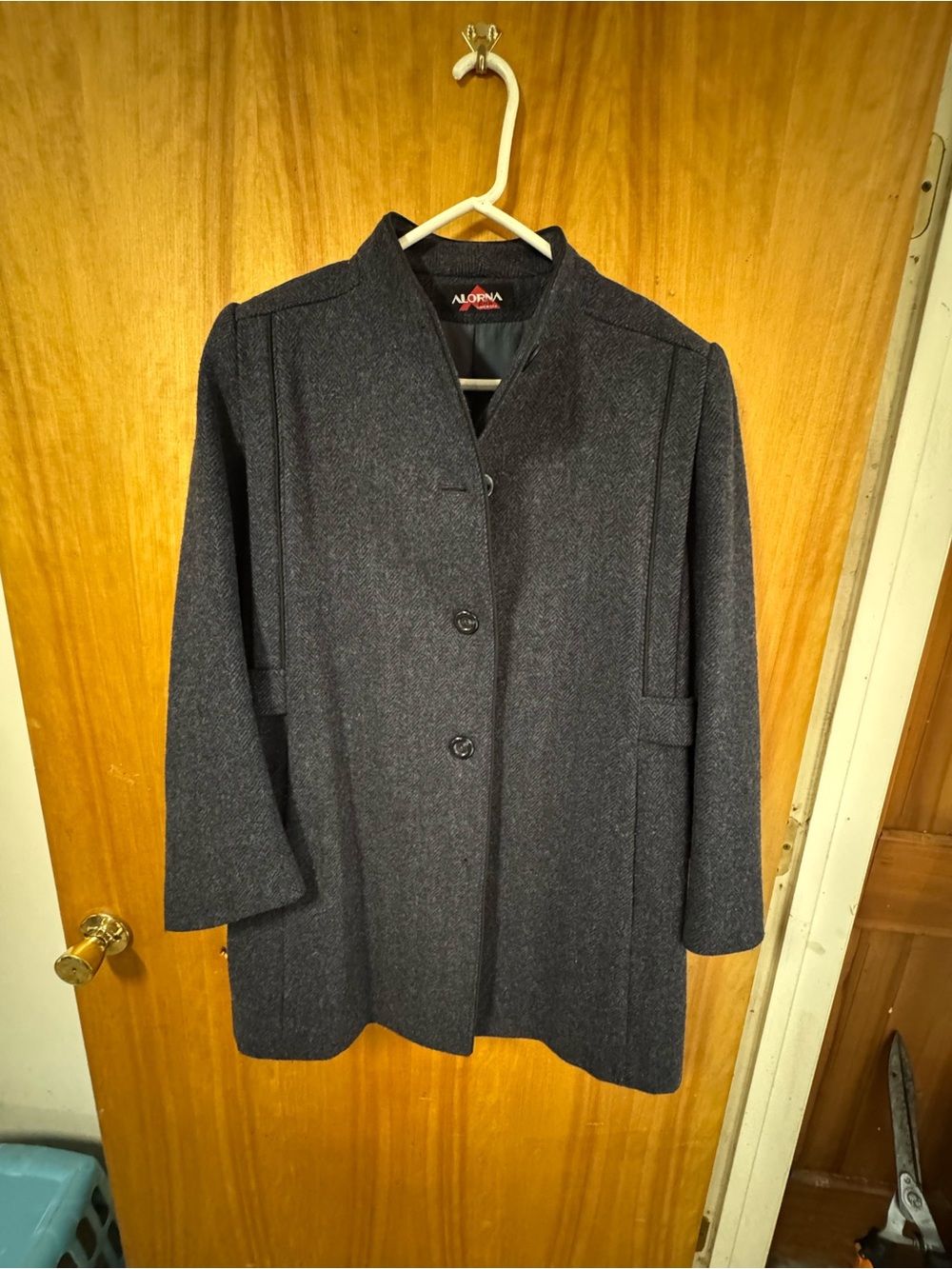 Alorna Women's Dark Charcoal Pea Coat - Classic Stand Collar